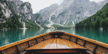 Boat in mountains