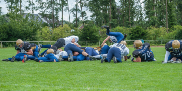 Men playing footbal