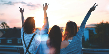People waving