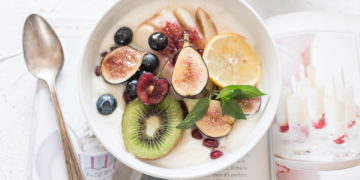 White ceramic plate with fruit